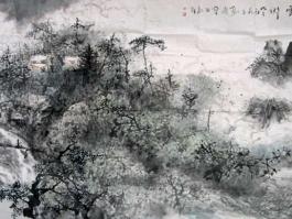 刘涛国画“家在白云乡”