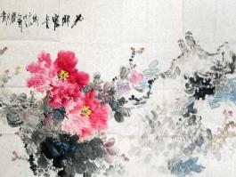 彭亮国画”七彩牡丹”