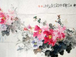 彭亮国画”七彩牡丹”