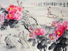 彭亮国画”七彩牡丹”