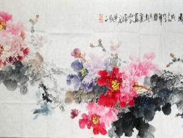 彭亮国画”七彩牡丹” 