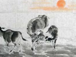 何奕兴国画”五牛图” 