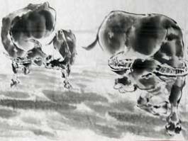 何奕兴国画”五牛图” 