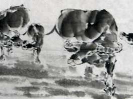 何奕兴国画”五牛图”