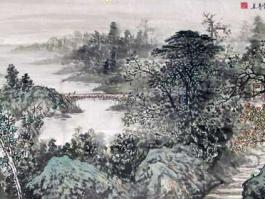 雪青国画“山乡清晓风韵长“