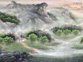 海翁国画“春归山河万木新……“