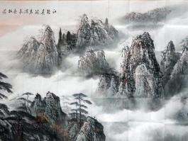 张浩国画”江路春风岩隙花……“