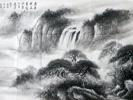 海翁国画”瀑布横飞早……”