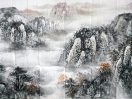 张浩国画”山峰远重叠……”