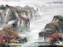 海翁国画”秋明山新净霜叶发清香……”