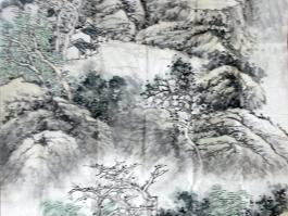 王长贵国画”清夏山色雨后新“