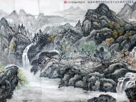 王庆云国画”雨过山泉飞碧川……“