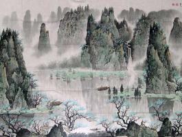 苏立明国画”春归峰林秀”