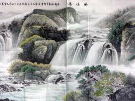 戴仲光国画”鸣瀑图”