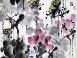 冯铁炉国画“荷花”